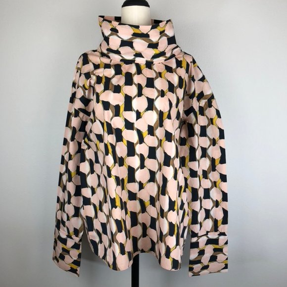 COS Tops - Rare COS Cotton Mock Neck Patterned Shirt